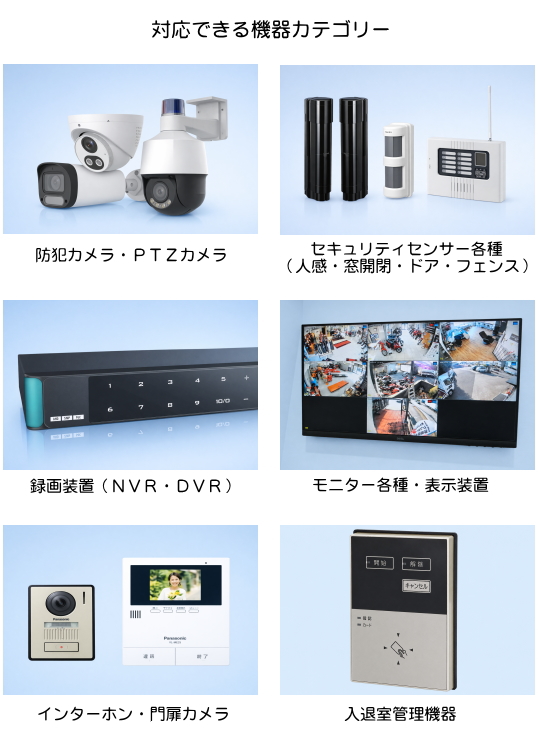 対応できる機器カテゴリー